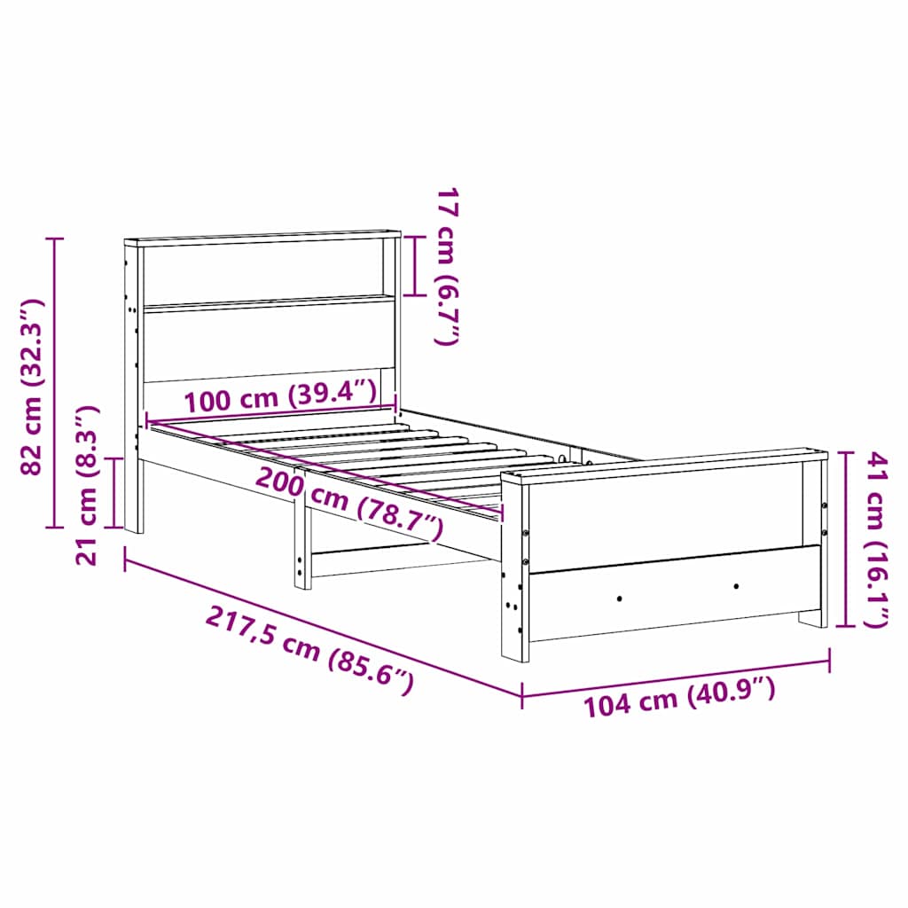 Sengestel med hovedgærde Brun 100 x 200 cm Konstrueret træ