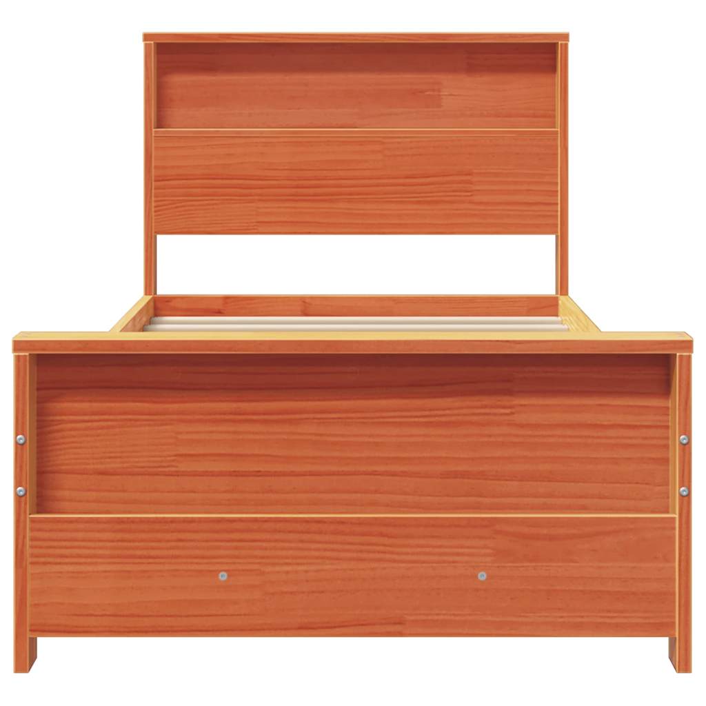 Sengestel med hovedgærde Voks brun 100 x 200 cm Konstrueret træ