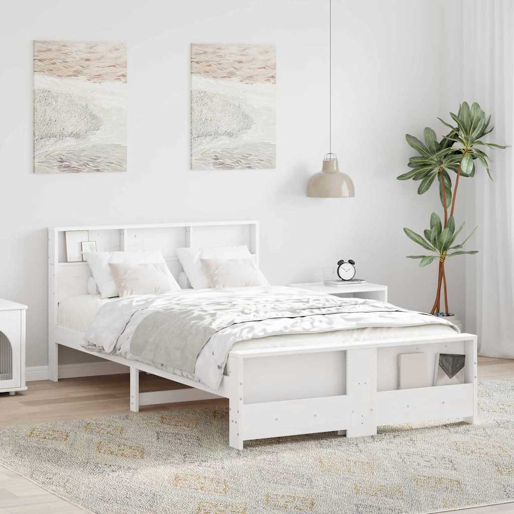 Sengestel med hovedgærde Hvid 140 x 190 cm Konstrueret træ