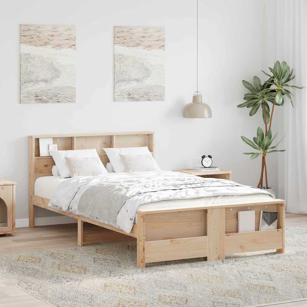 Sengestel med hovedgærde Brun 135 x 190 cm Konstrueret træ
