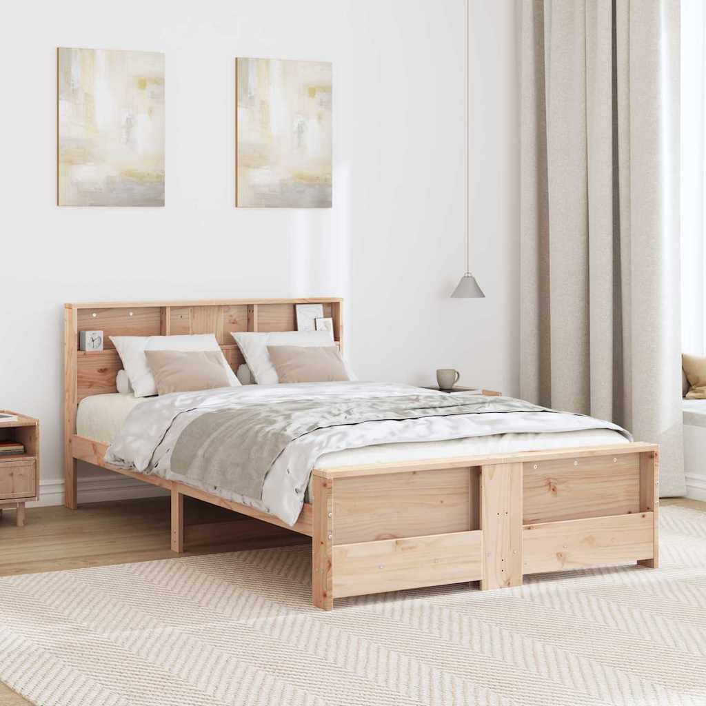 Sengestel med hovedgærde Brun 135 x 190 cm Konstrueret træ