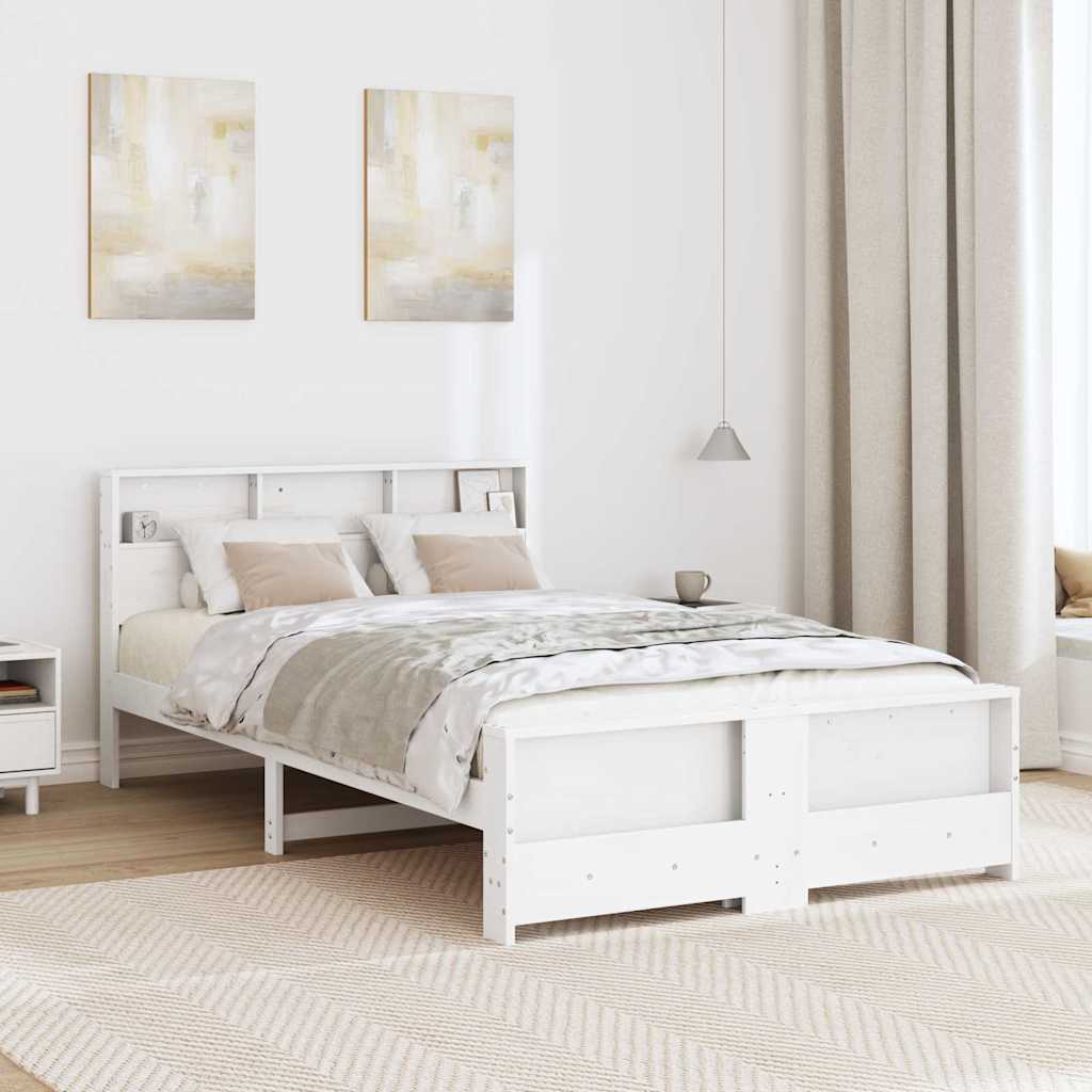 Sengestel med hovedgærde Hvid 135 x 190 cm Konstrueret træ