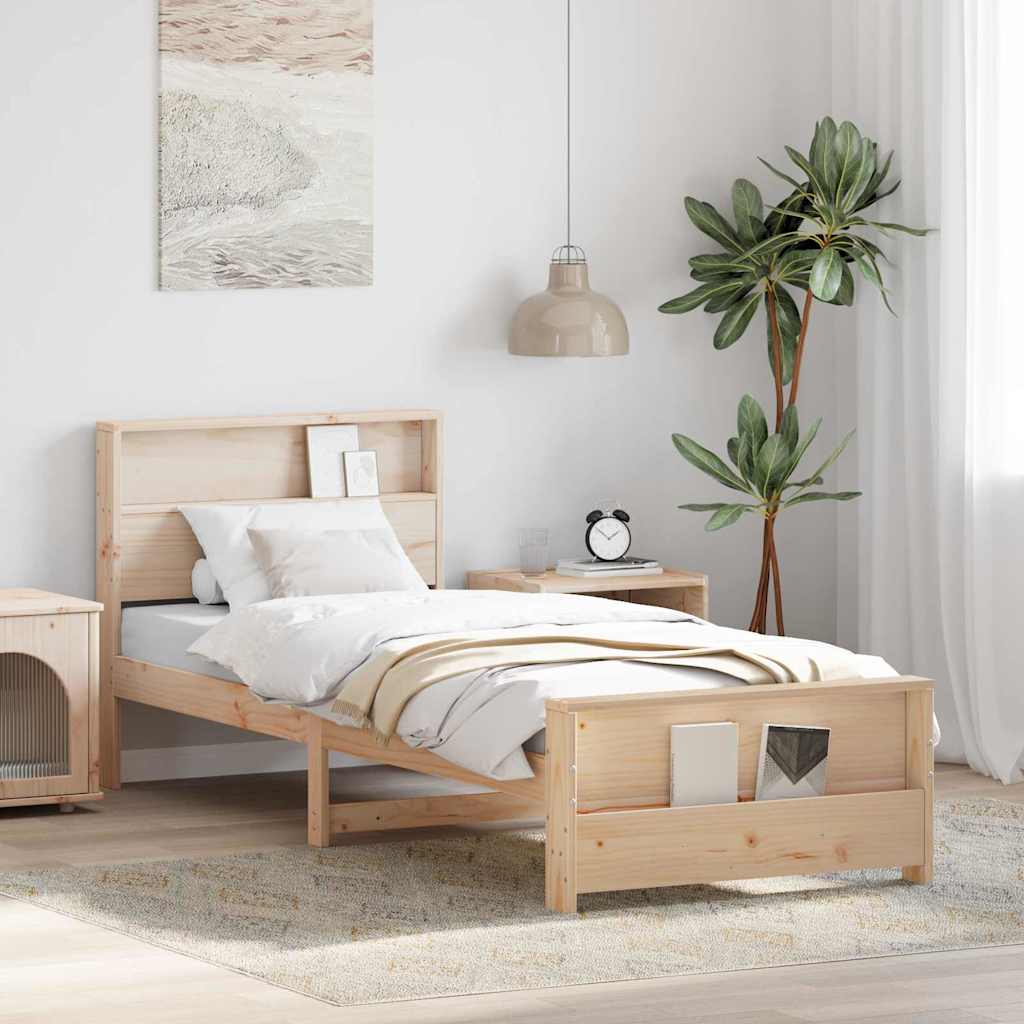Sengestel med hovedgærde Brun 90 x 190 cm Konstrueret træ