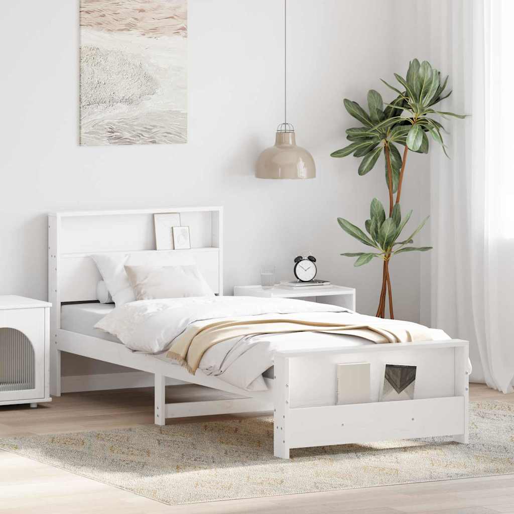Sengestel med hovedgærde Hvid 90 x 190 cm Konstrueret træ