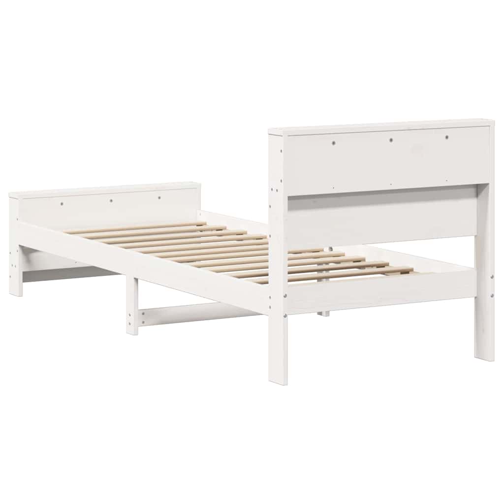 Sengestel med hovedgærde Hvid 75 x 190 cm Konstrueret træ