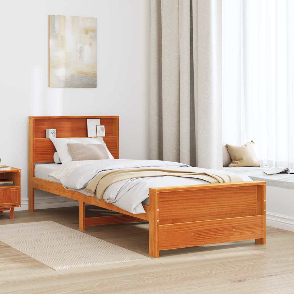 Sengestel med hovedgærde Voks brun 75 x 190 cm Konstrueret træ