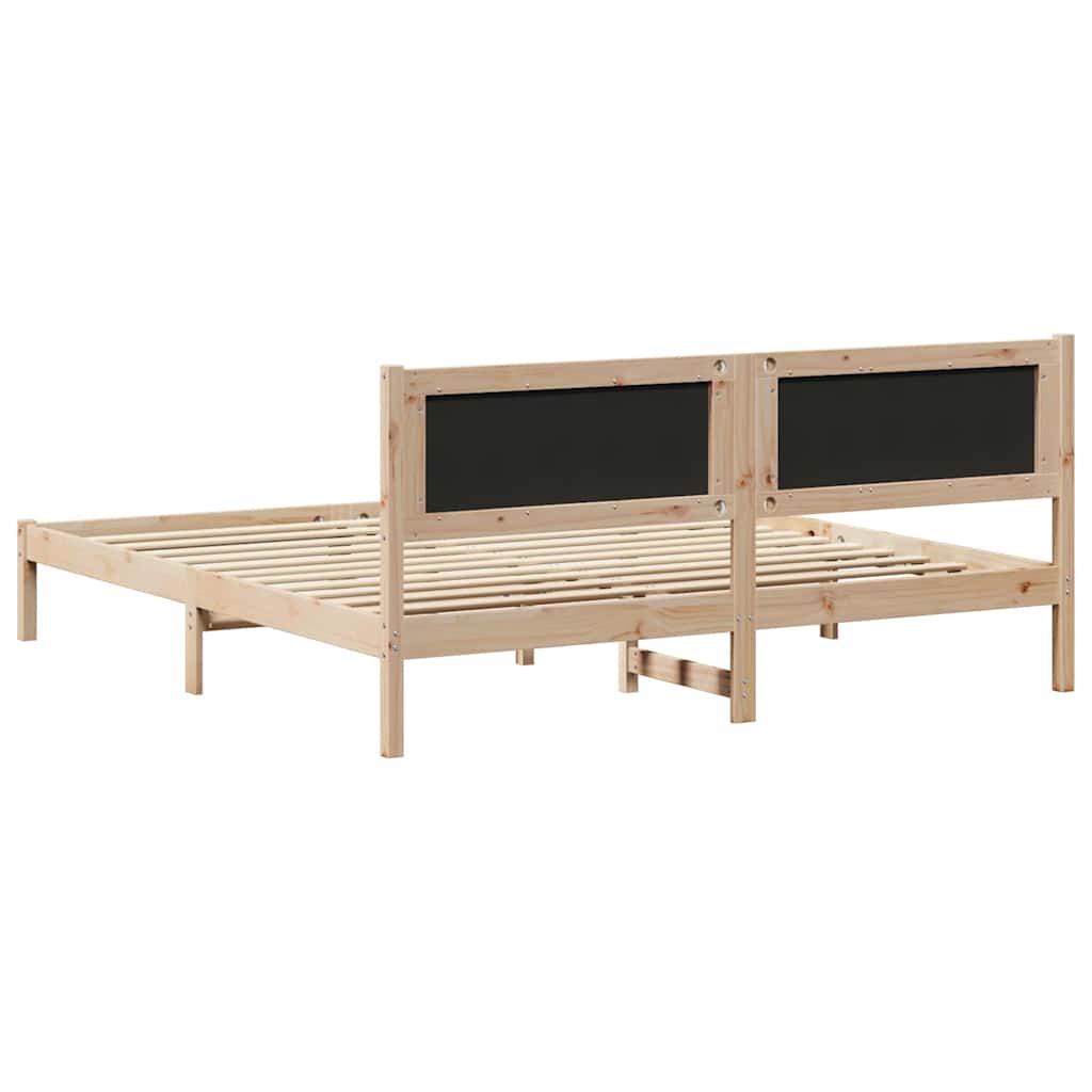 Sengestel med hovedgærde Mørkegrå 180 x 200 cm Massiv fyrretræ