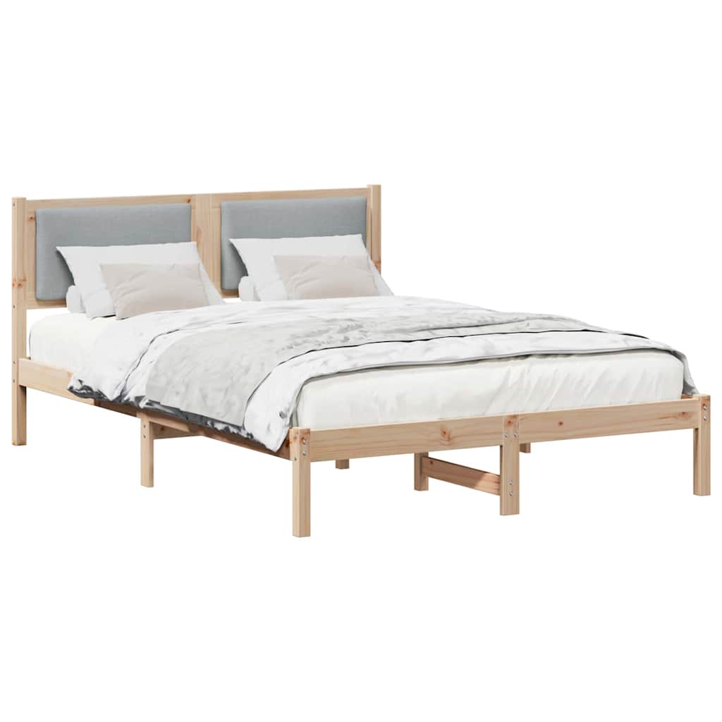 Sengestel med hovedgærde Lysegrå 160 x 200 cm Massiv fyrretræ