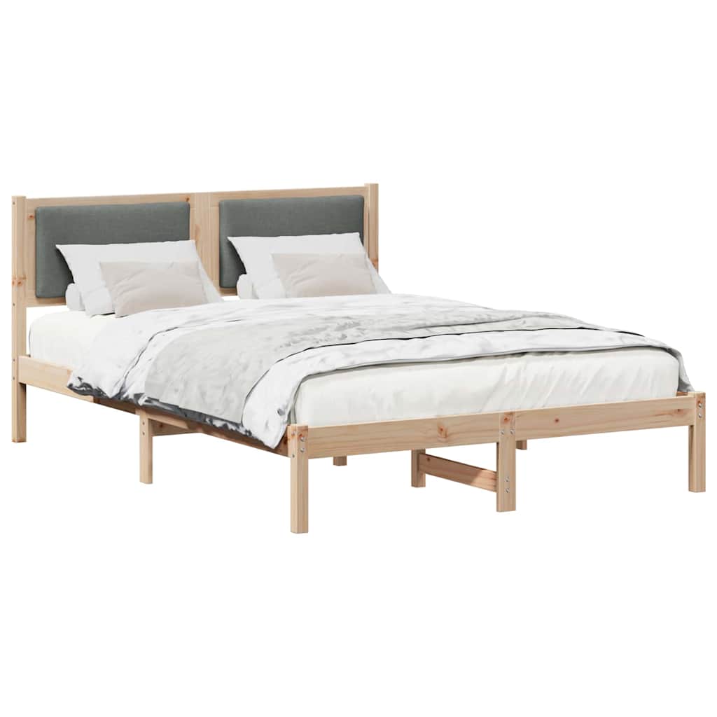 Sengestel med hovedgærde Mørkegrå 160 x 200 cm Massiv fyrretræ