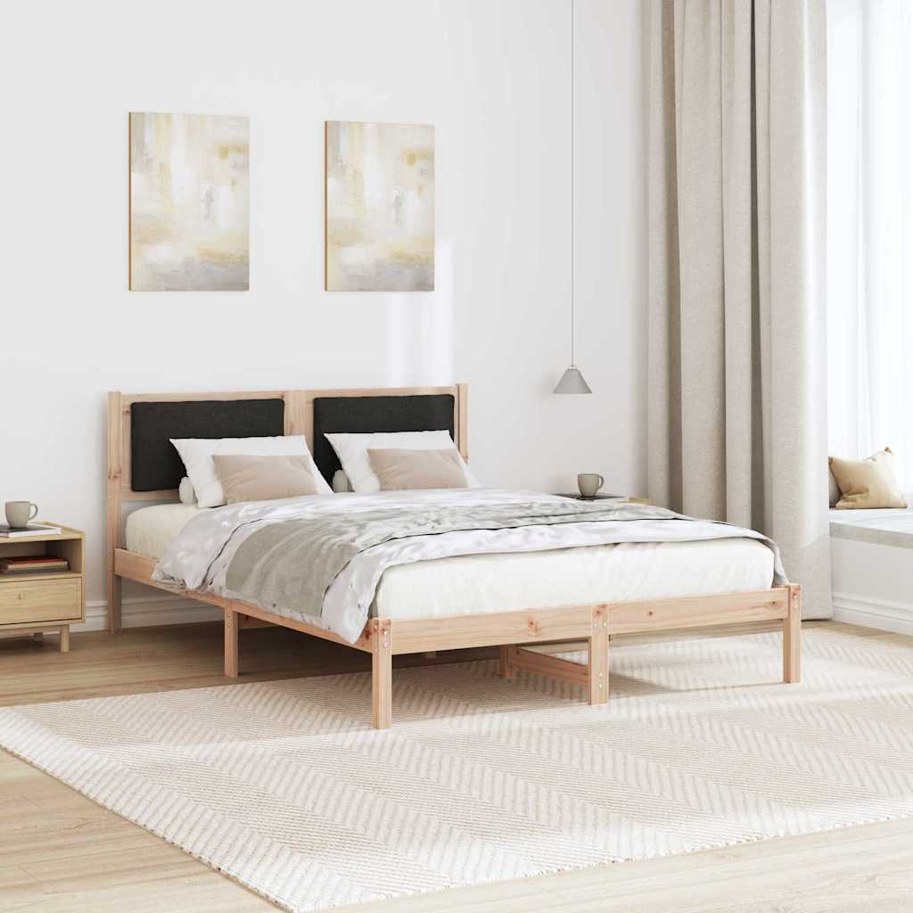 Sengestel med hovedgærde Sort 160 x 200 cm Massiv fyrretræ