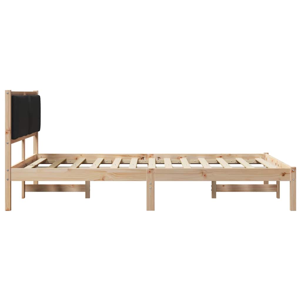Sengestel med hovedgærde Sort 160 x 200 cm Massiv fyrretræ