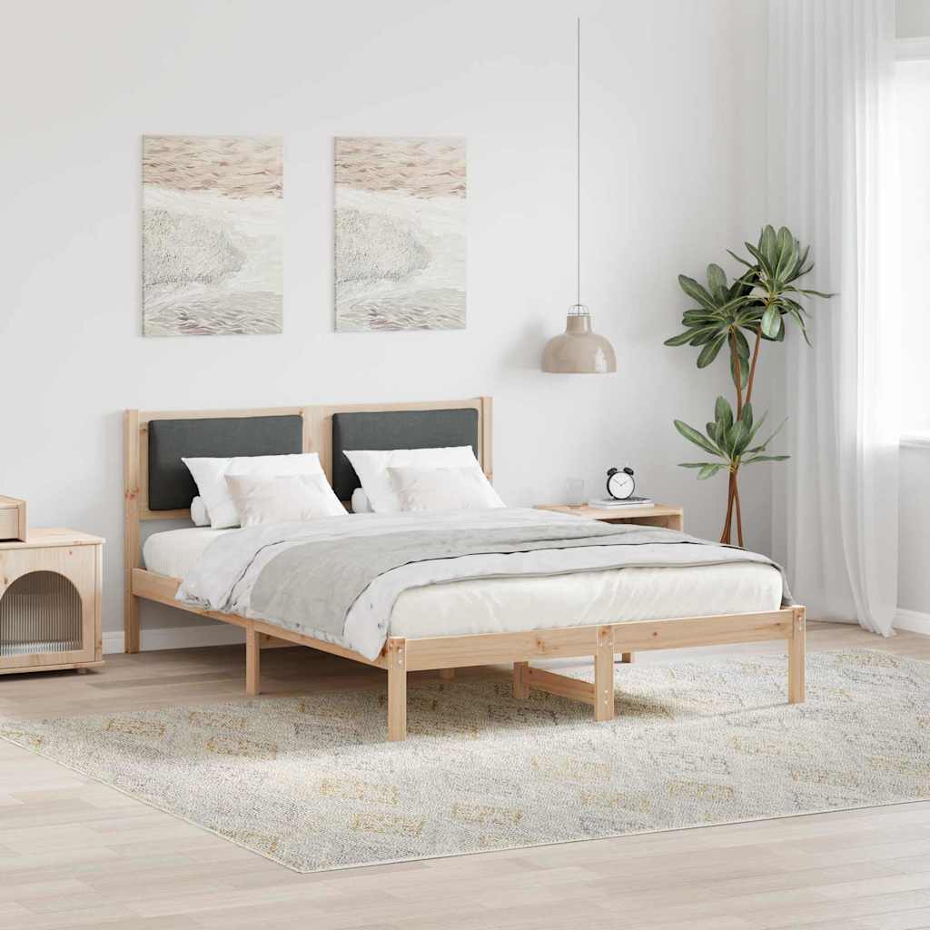 Sengestel med hovedgærde Mørkegrå 150 x 200 cm Massiv fyrretræ