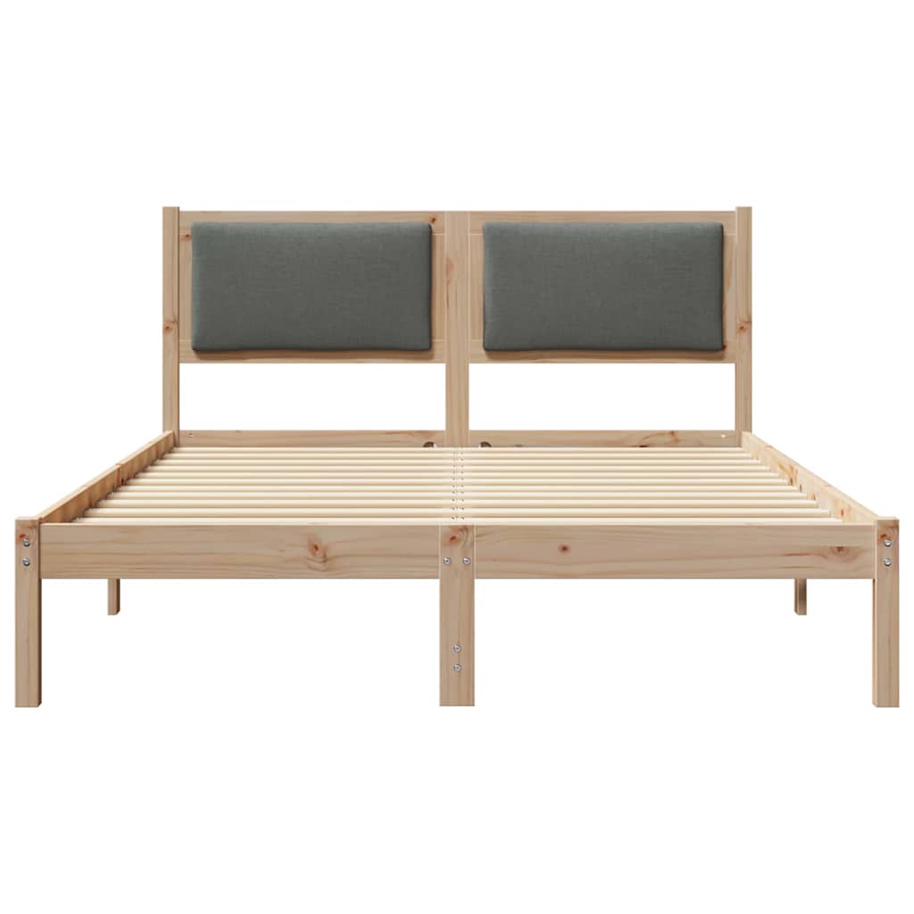 Sengestel med hovedgærde Mørkegrå 150 x 200 cm Massiv fyrretræ