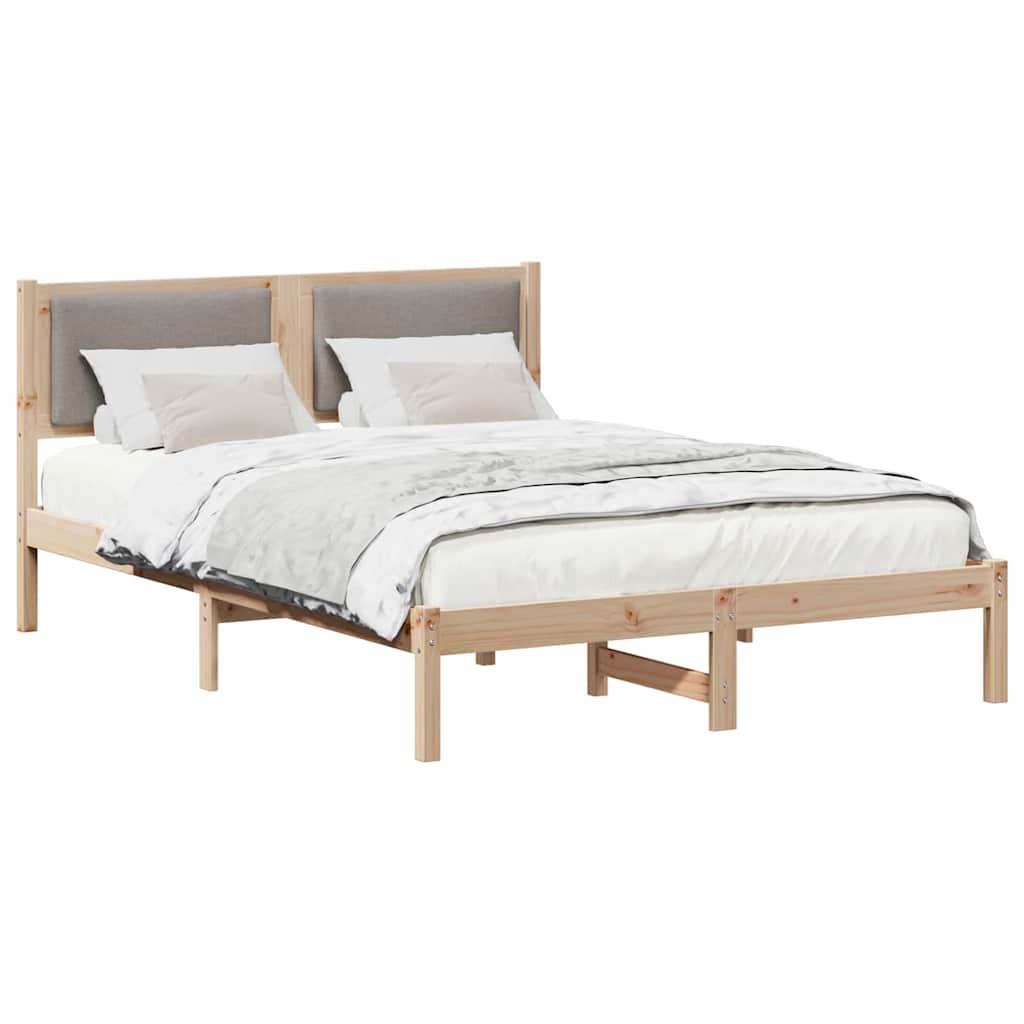 Sengestel med hovedgærde Gråbrun 150 x 200 cm Massiv fyrretræ