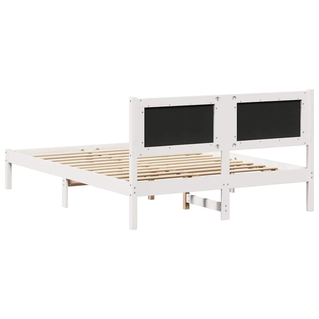 Sengestel med hovedgærde Lysegrå 150 x 200 cm Massiv fyrretræ