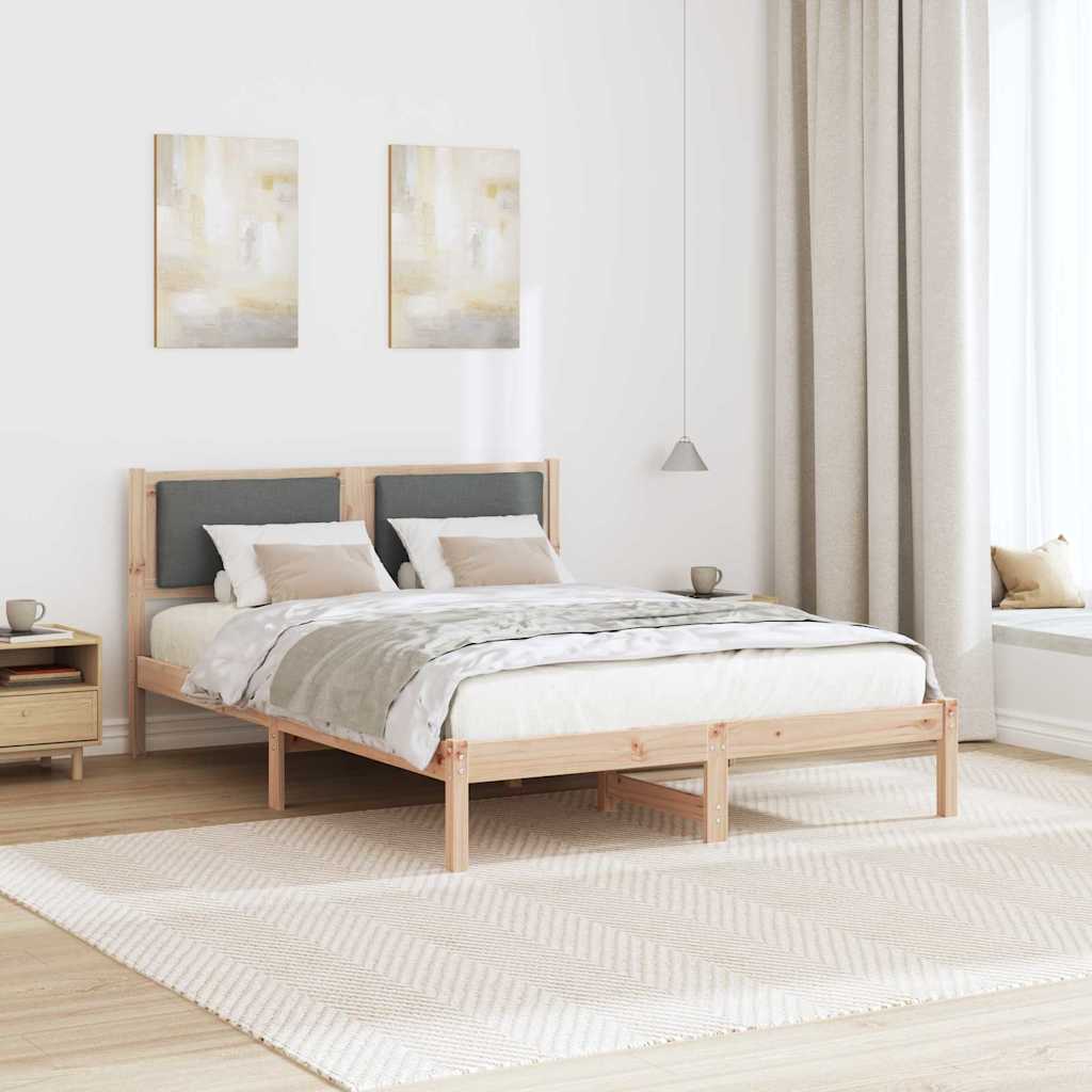 Sengestel med hovedgærde Mørkegrå 140 x 200 cm Massiv fyrretræ
