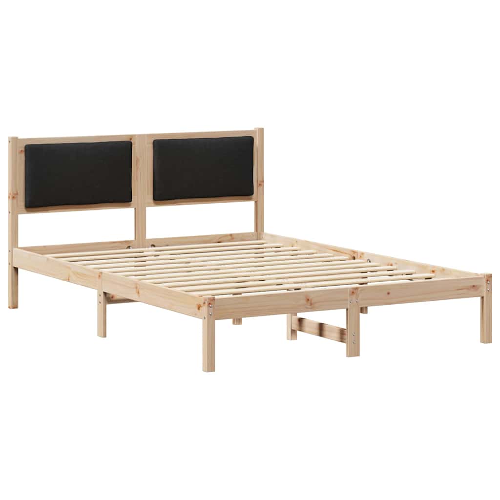 Sengestel med hovedgærde Sort 140 x 200 cm Massiv fyrretræ