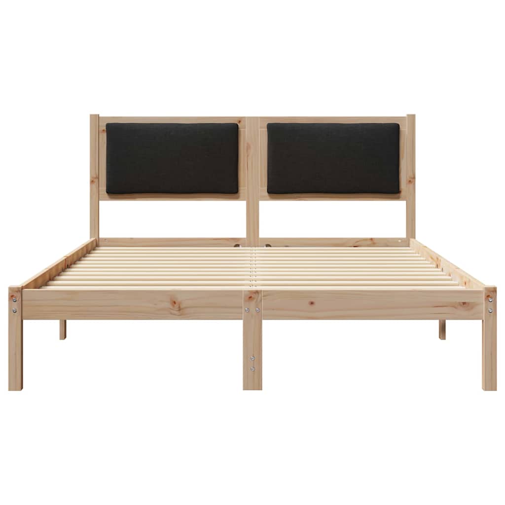 Sengestel med hovedgærde Sort 140 x 200 cm Massiv fyrretræ