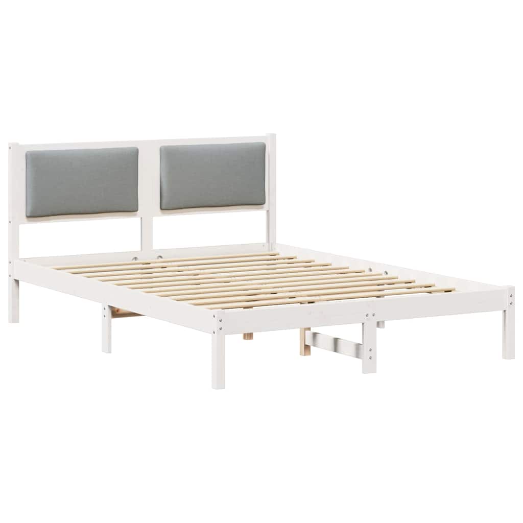 Sengestel med hovedgærde Lysegrå 140 x 200 cm Massiv fyrretræ