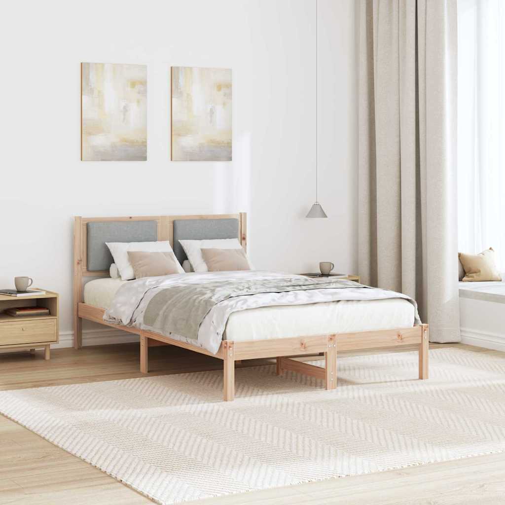 Sengestel med hovedgærde Lysegrå 120 x 200 cm Massiv fyrretræ