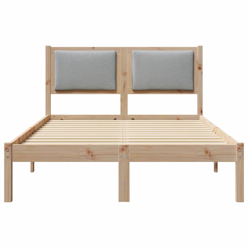 Sengestel med hovedgærde Lysegrå 120 x 200 cm Massiv fyrretræ