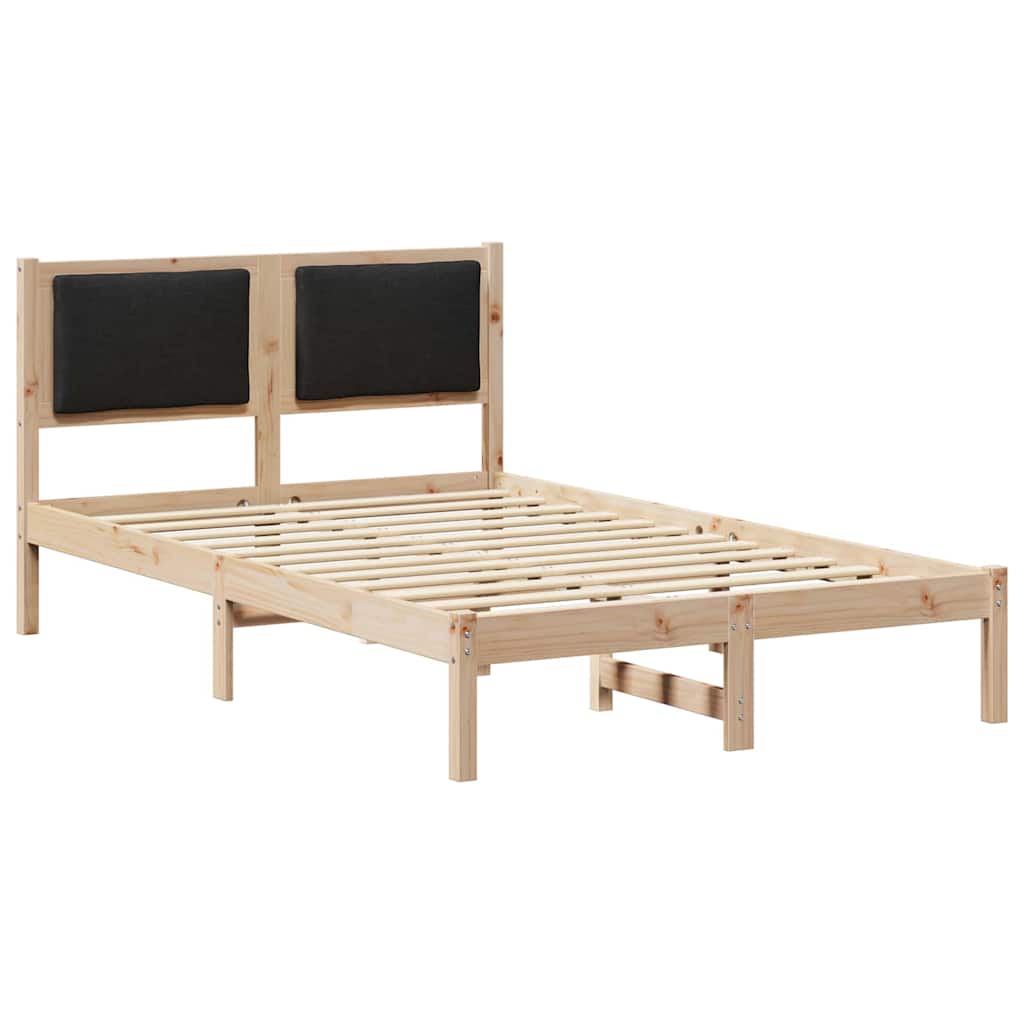 Sengestel med hovedgærde Sort 120 x 200 cm Massiv fyrretræ
