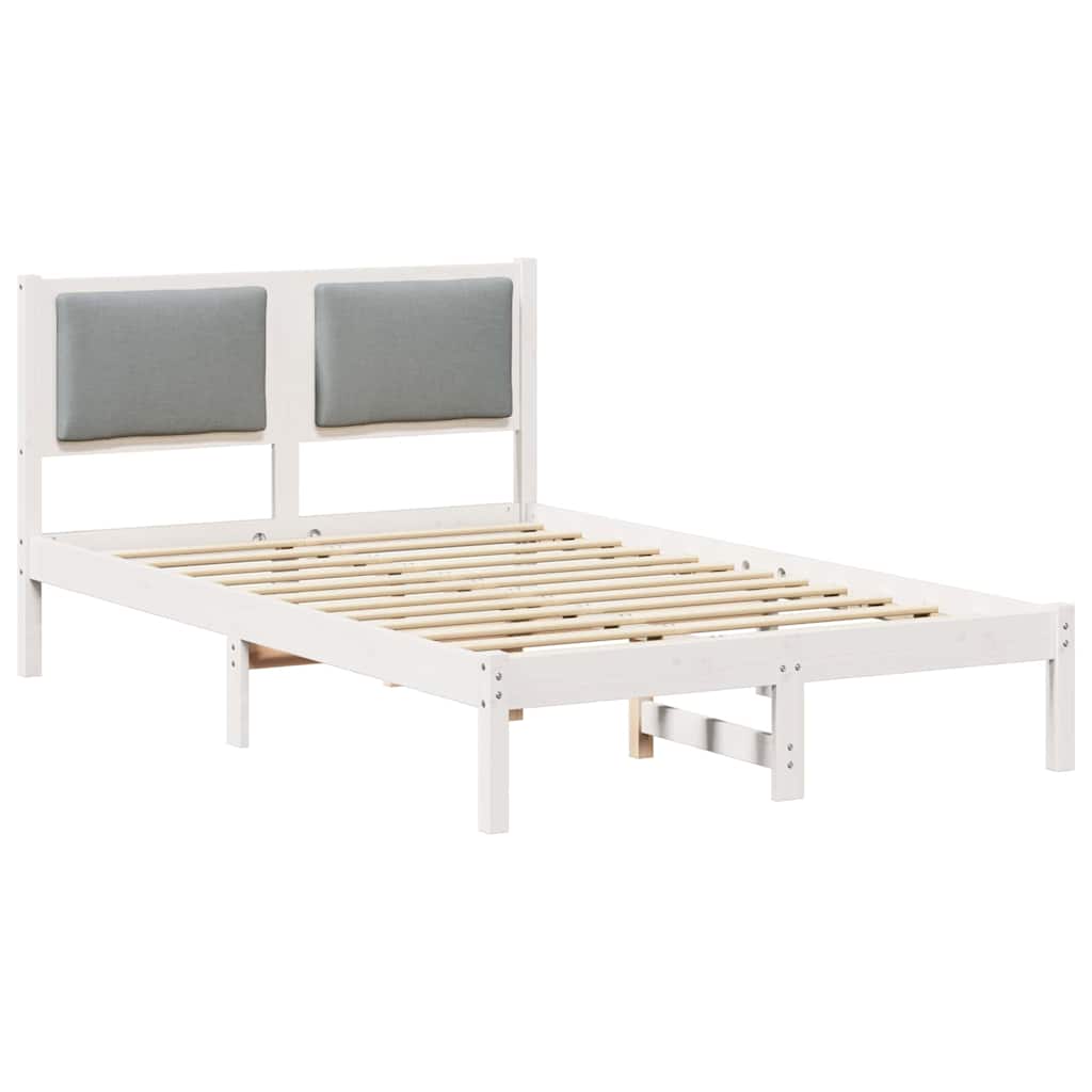 Sengestel med hovedgærde Lysegrå 120 x 200 cm Massiv fyrretræ