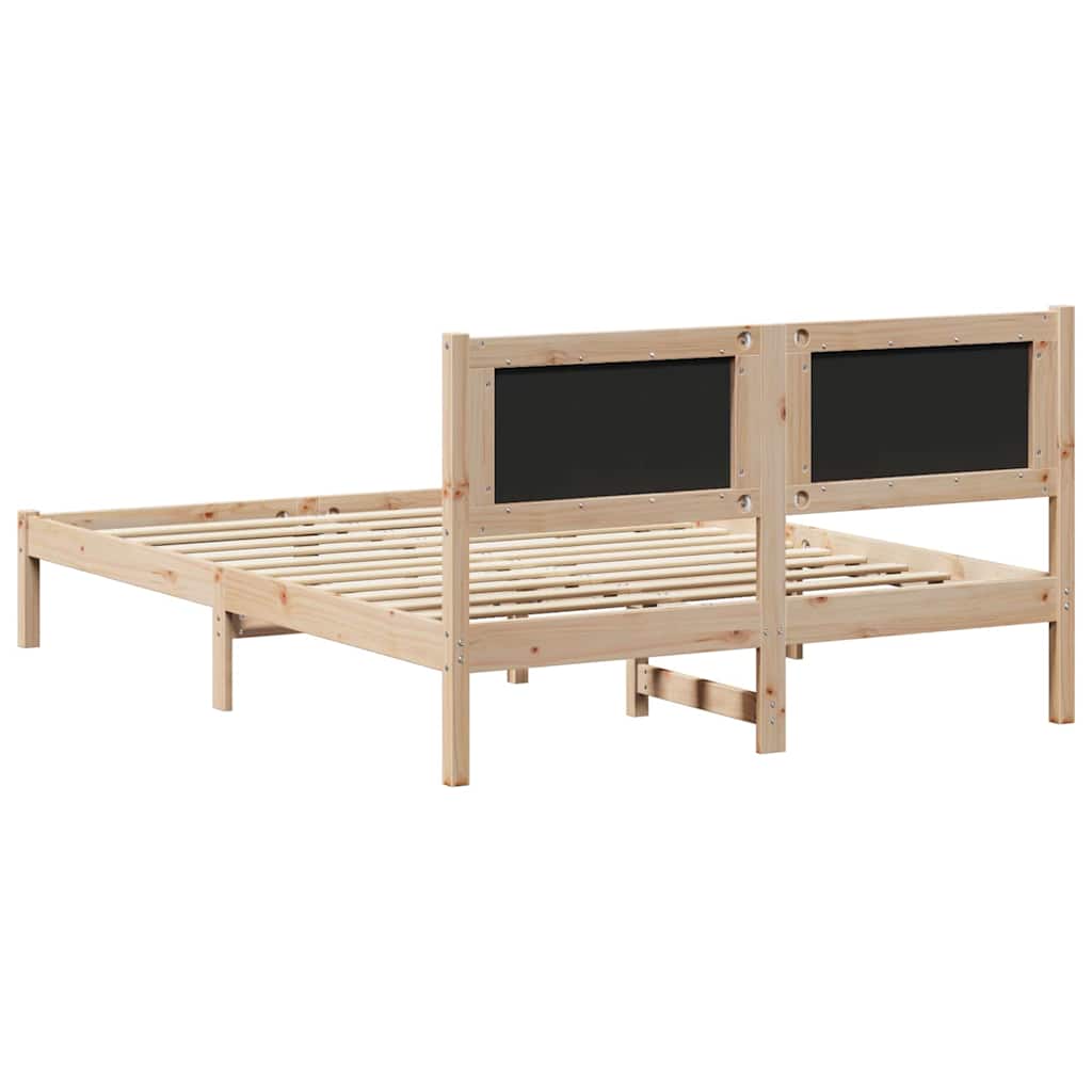 Sengestel med hovedgærde Gråbrun 140 x 190 cm Massiv fyrretræ
