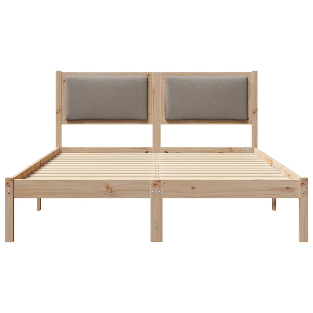 Sengestel med hovedgærde Gråbrun 140 x 190 cm Massiv fyrretræ