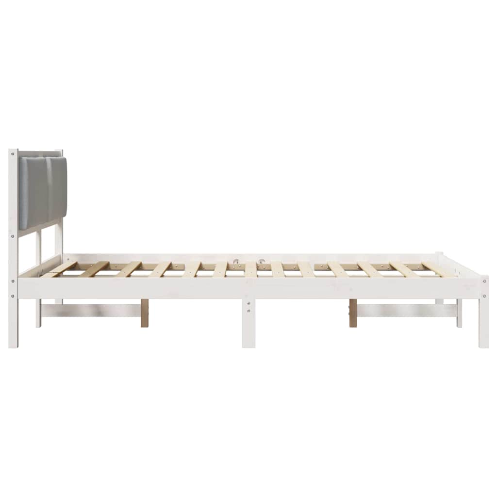 Sengestel med hovedgærde Lysegrå 140 x 190 cm Massiv fyrretræ