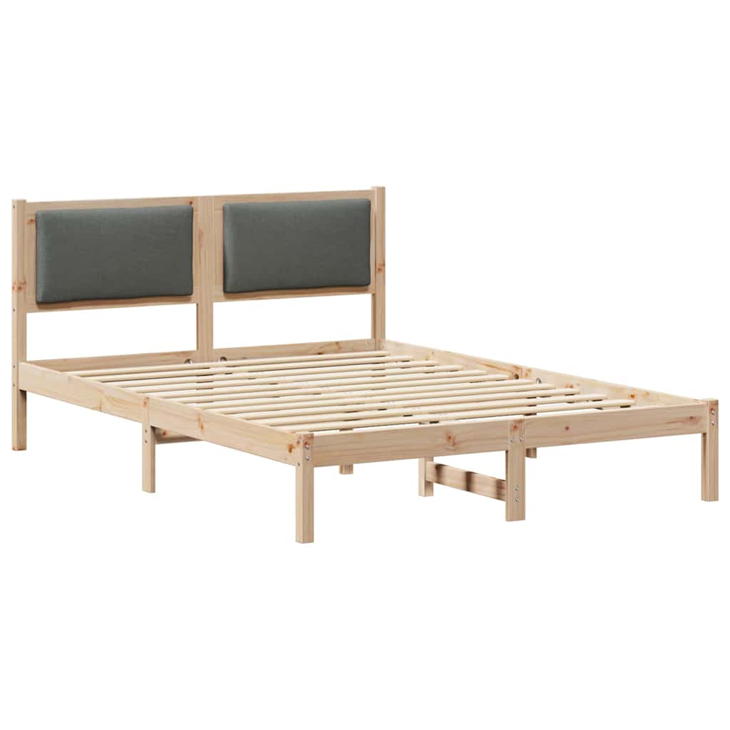 Sengestel med hovedgærde Mørkegrå 135 x 190 cm Massiv fyrretræ