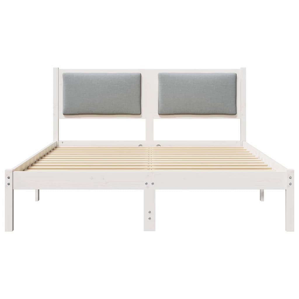 Sengestel med hovedgærde Lysegrå 135 x 190 cm Massiv fyrretræ