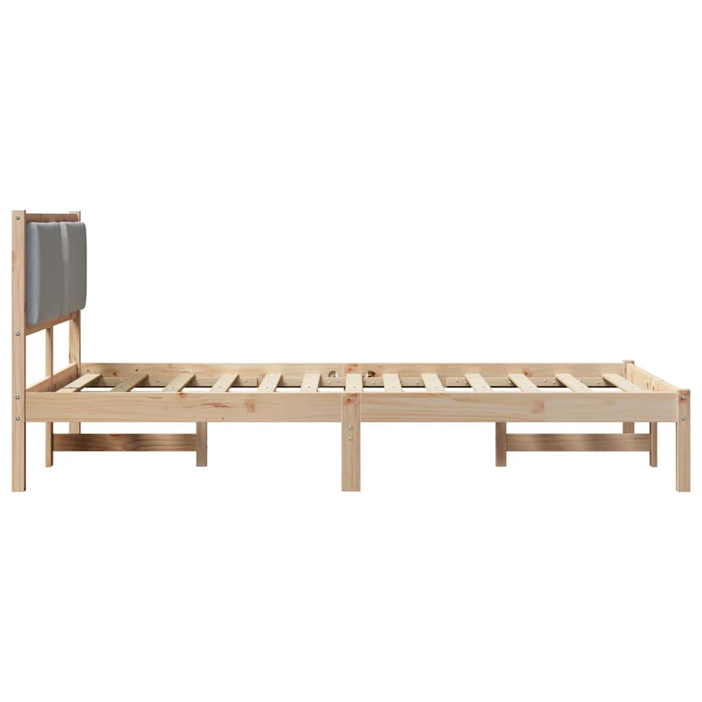 Sengestel med hovedgærde Lysegrå 120 x 190 cm Massiv fyrretræ