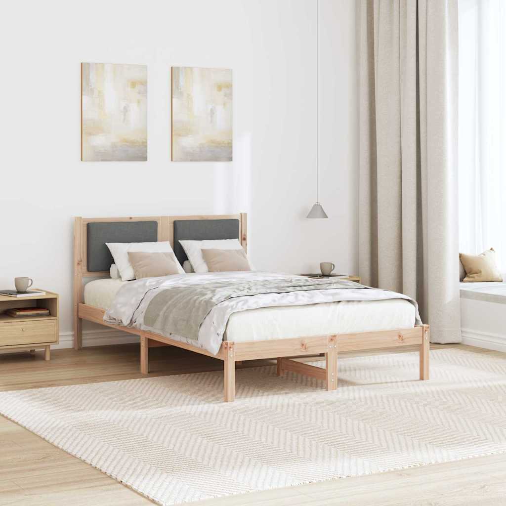 Sengestel med hovedgærde Mørkegrå 120 x 190 cm Massiv fyrretræ