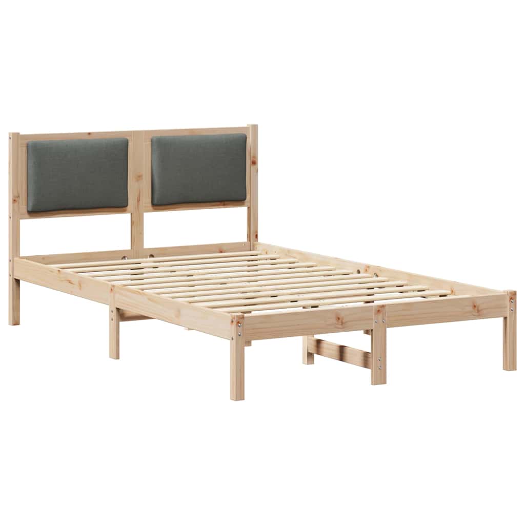 Sengestel med hovedgærde Mørkegrå 120 x 190 cm Massiv fyrretræ