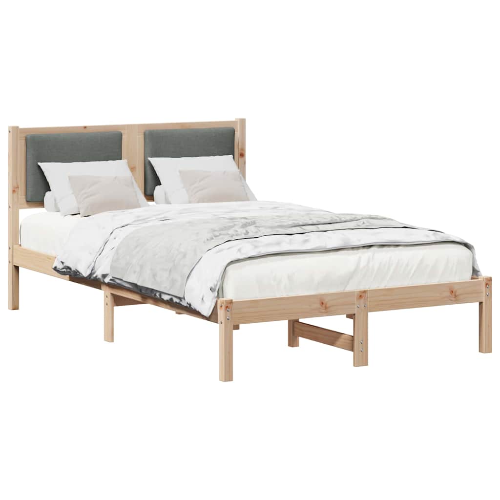 Sengestel med hovedgærde Mørkegrå 120 x 190 cm Massiv fyrretræ