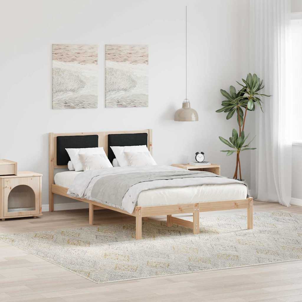 Sengestel med hovedgærde Sort 120 x 190 cm Massiv fyrretræ