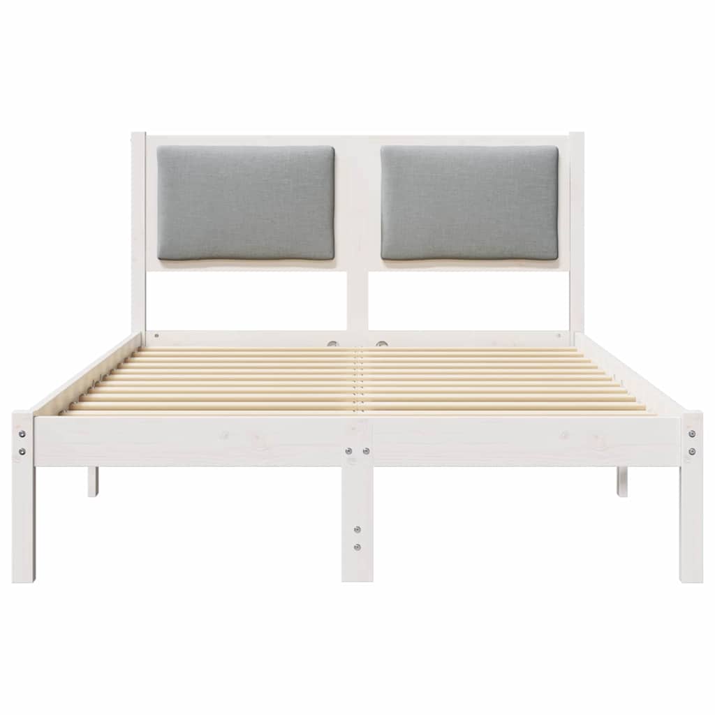 Sengestel med hovedgærde Lysegrå 120 x 190 cm Massiv fyrretræ