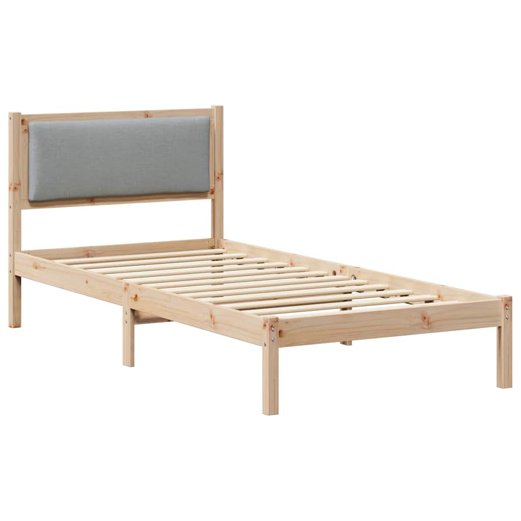 Sengestel med hovedgærde Lysegrå 100 x 200 cm Massiv fyrretræ