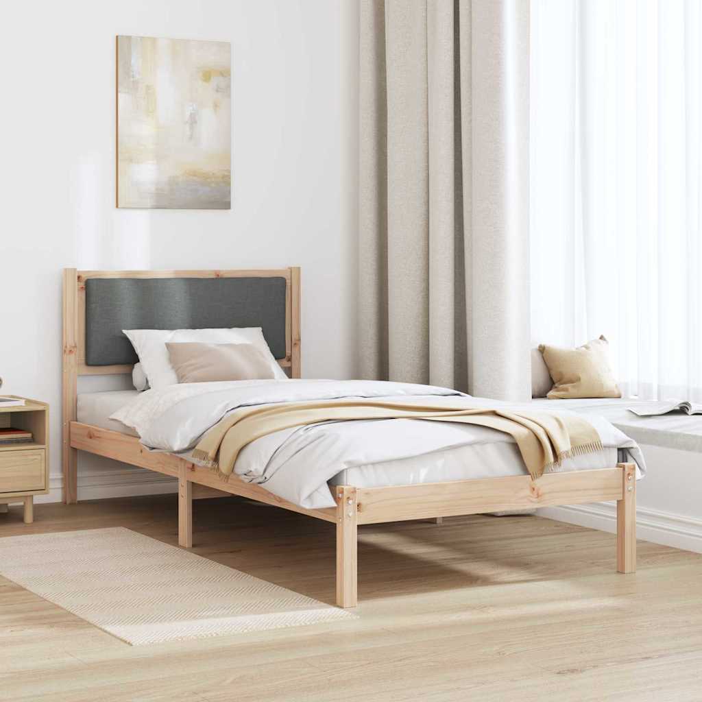 Sengestel med hovedgærde Mørkegrå 100 x 200 cm Massiv fyrretræ