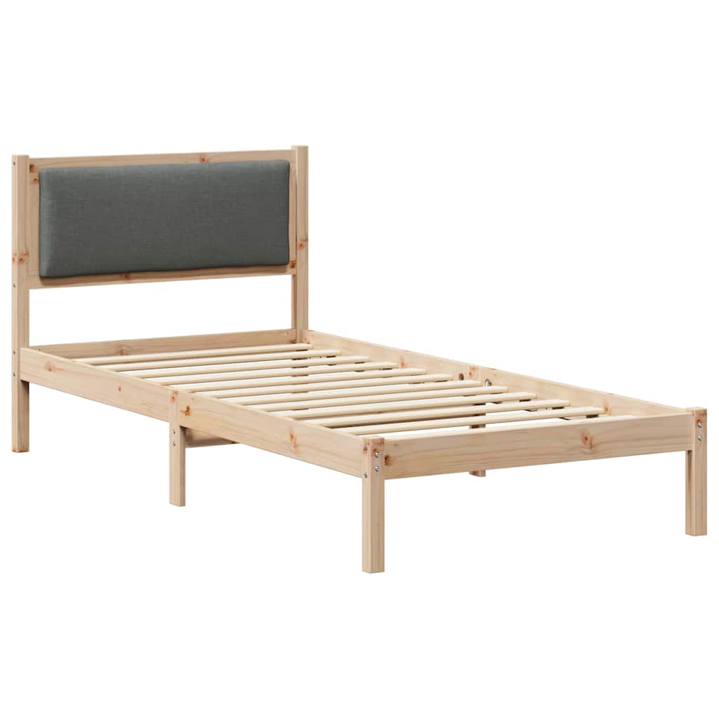 Sengestel med hovedgærde Mørkegrå 100 x 200 cm Massiv fyrretræ