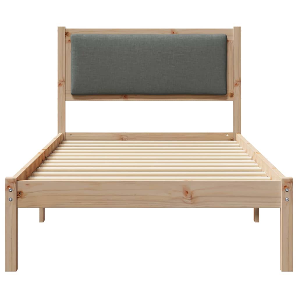 Sengestel med hovedgærde Mørkegrå 100 x 200 cm Massiv fyrretræ