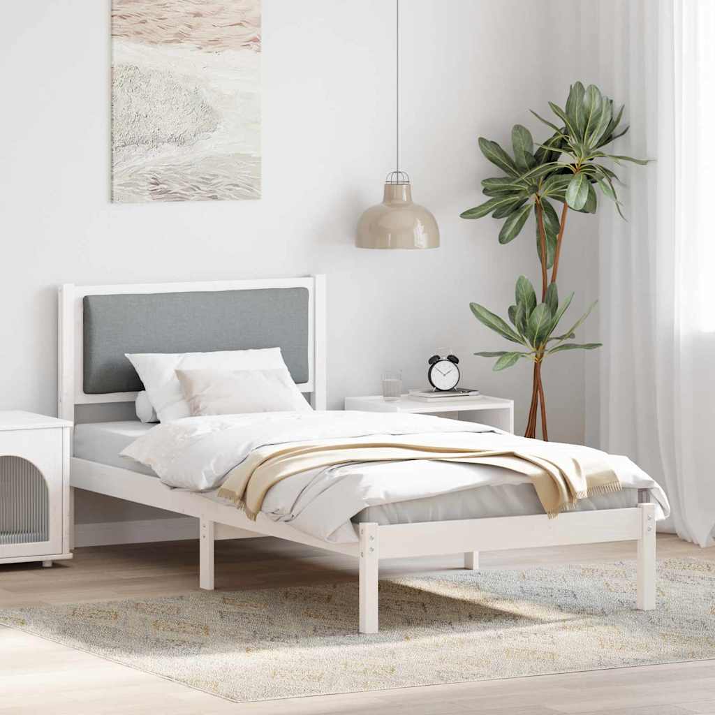 Sengestel med hovedgærde Lysegrå 100 x 200 cm Massiv fyrretræ