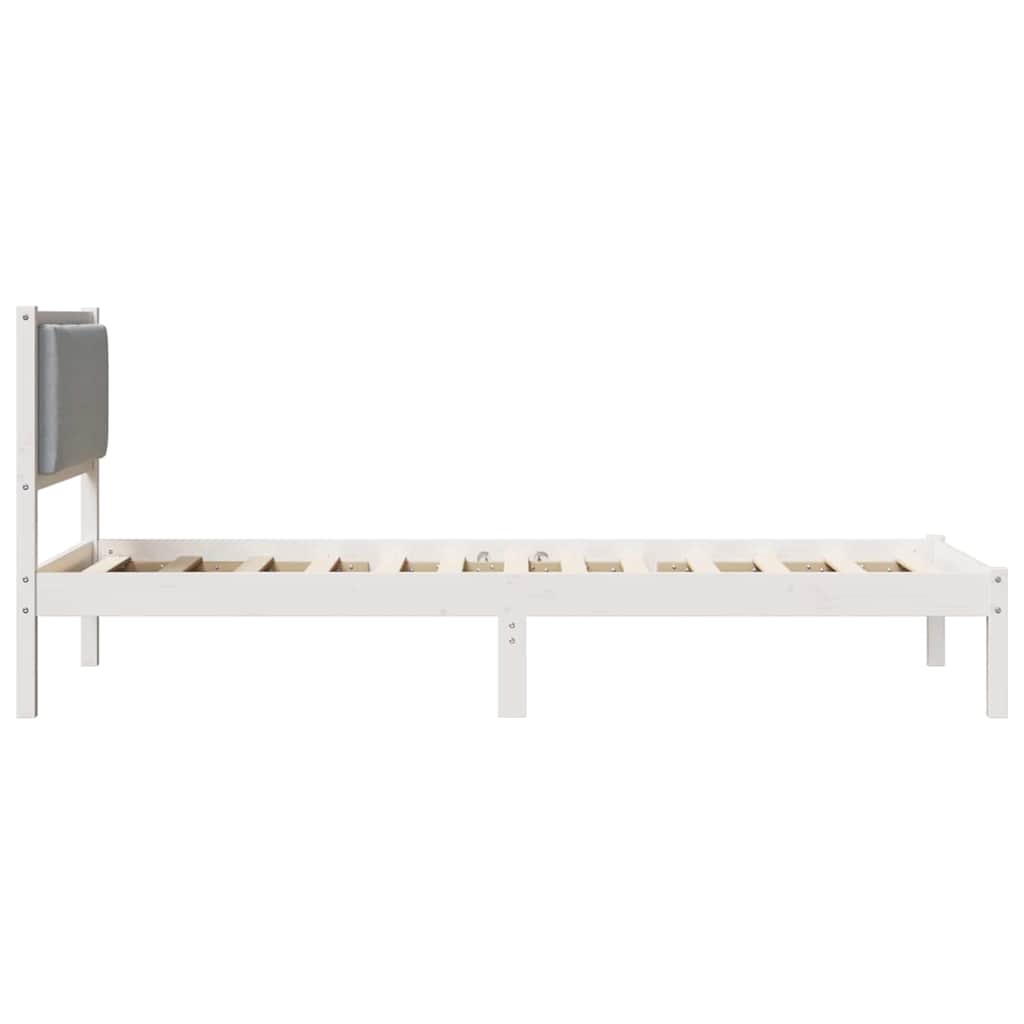 Sengestel med hovedgærde Lysegrå 100 x 200 cm Massiv fyrretræ