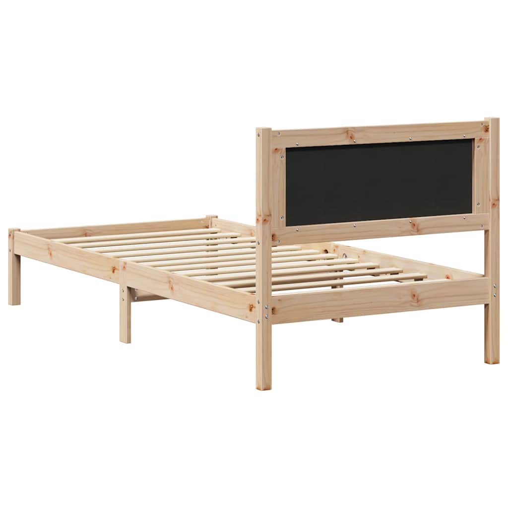 Sengestel med hovedgærde Lysegrå 90 x 200 cm Massiv fyrretræ