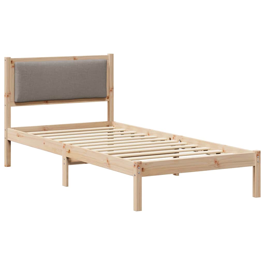 Sengestel med hovedgærde Gråbrun 90 x 200 cm Massiv fyrretræ