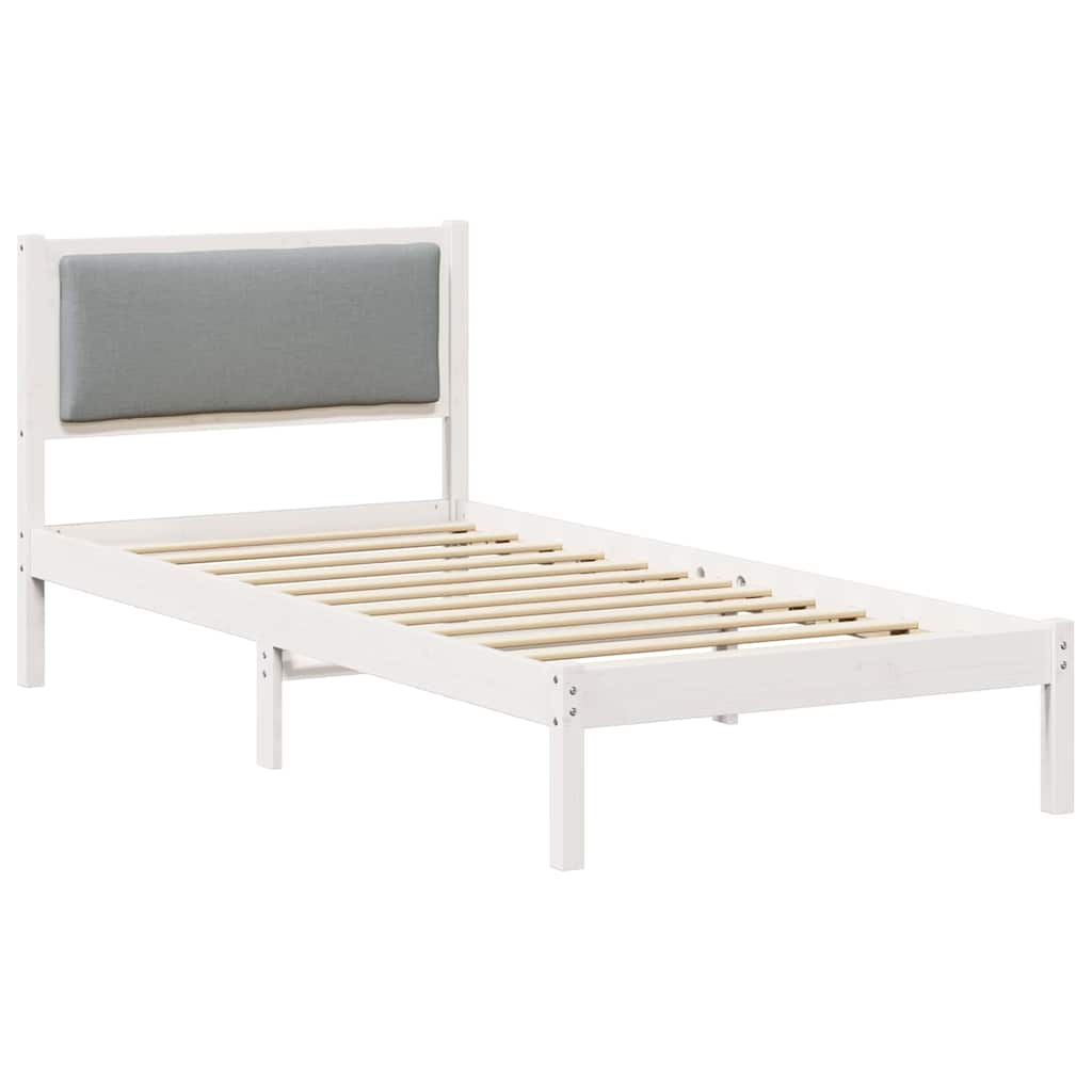 Sengestel med hovedgærde Lysegrå 90 x 200 cm Massiv fyrretræ