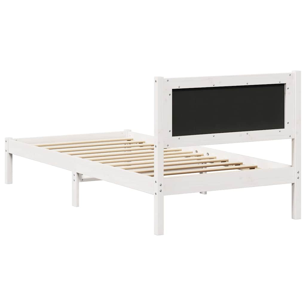Sengestel med hovedgærde Lysegrå 90 x 200 cm Massiv fyrretræ