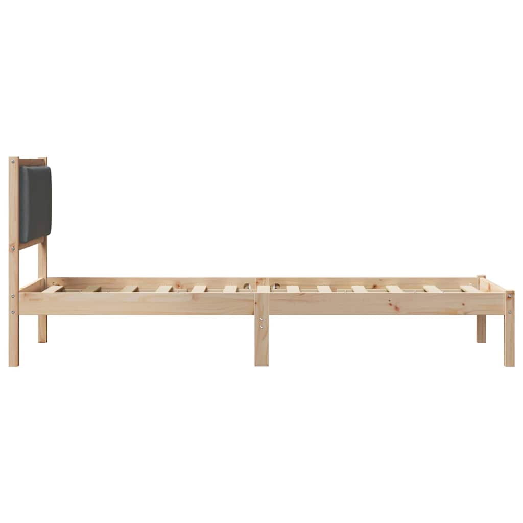 Sengestel med hovedgærde Mørkegrå 80 x 200 cm Massiv fyrretræ