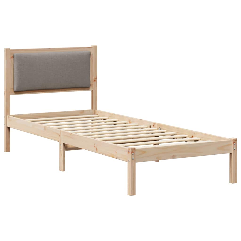 Sengestel med hovedgærde Gråbrun 80 x 200 cm Massiv fyrretræ